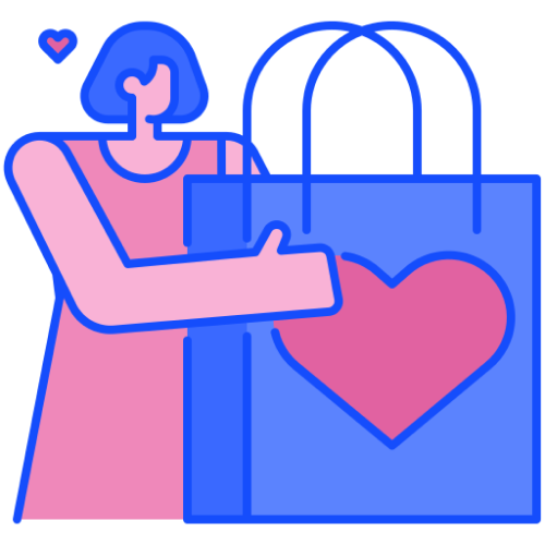 Icono persona sosteniendo una bolsa